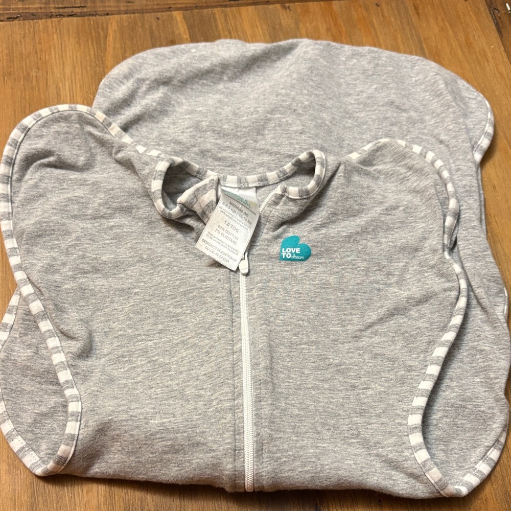 Love to Dream Gray Swaddle with Striped Accents